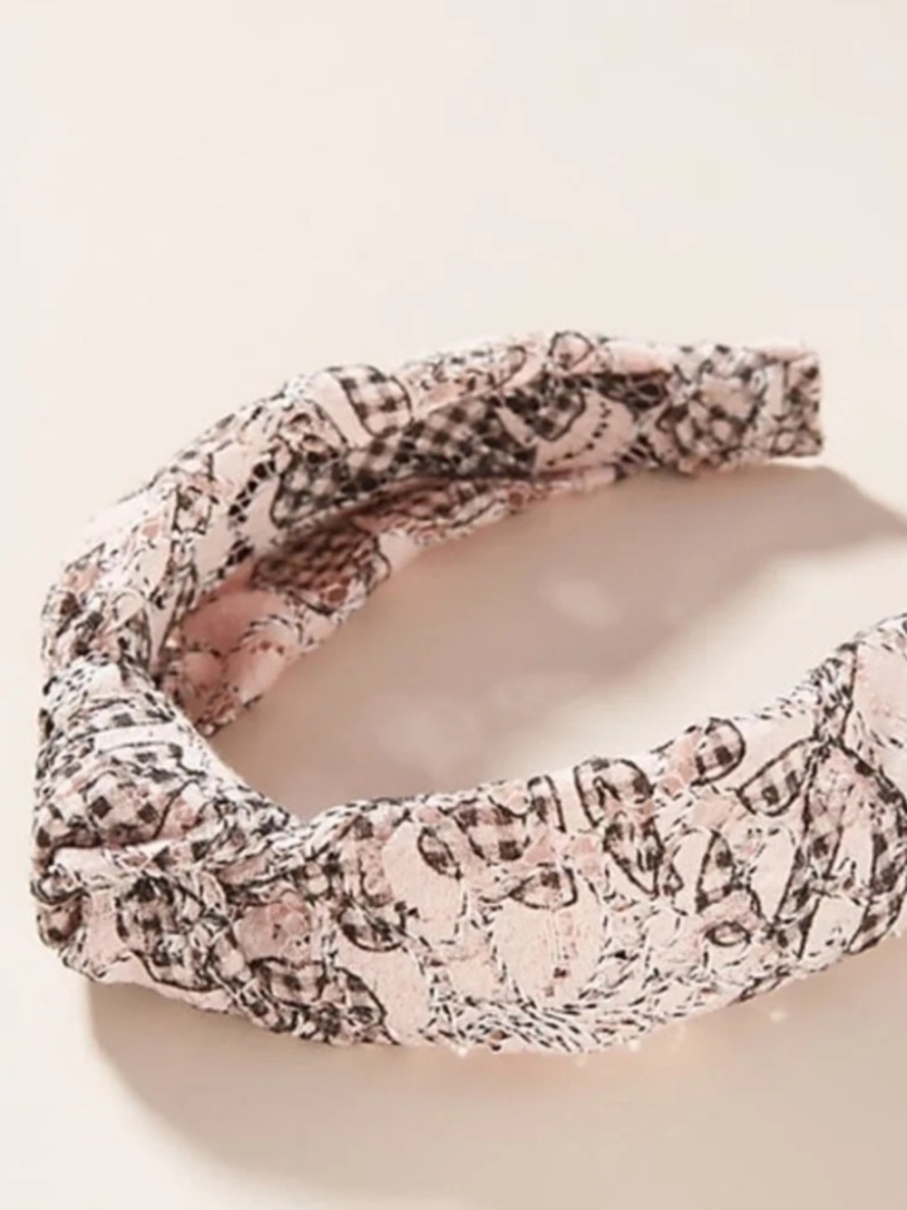 NWOT Anthropologie Pink Black Cressida Textured Lace Headband